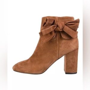Kate Spade New York Storm Su Bow Suede Heeled Ankle Boots Size 10.5